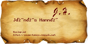 Jónás Hannó névjegykártya